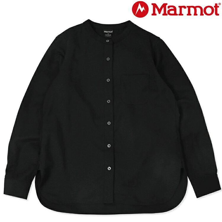 Marmot 土撥鼠 Petal No Collar Shirts 女款 立領美麗諾羊毛長袖襯衫/無領襯衫/圓領襯衫 TSAWS056 J003 黑色