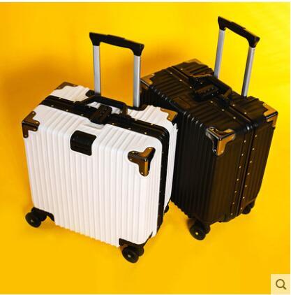 鋁框旅行箱男女18寸登機拉桿行李箱復古20小型號輕便迷你密碼箱子 全館免運