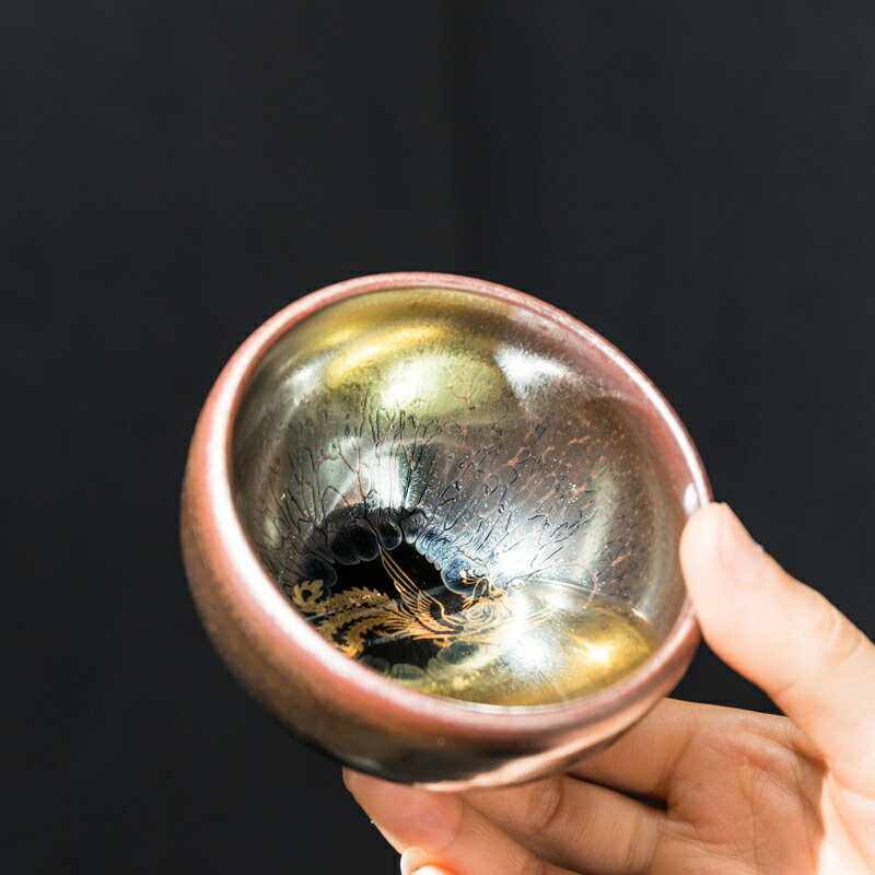 建盞鑲銀功夫茶杯陶瓷茶盞單個主人杯小品茗杯禮品天目杯手工家用