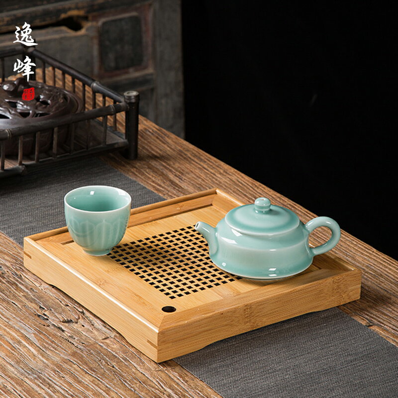 逸峰竹制茶盤家用功夫茶具托盤套裝簡約抽屜式儲排水干泡茶臺茶海