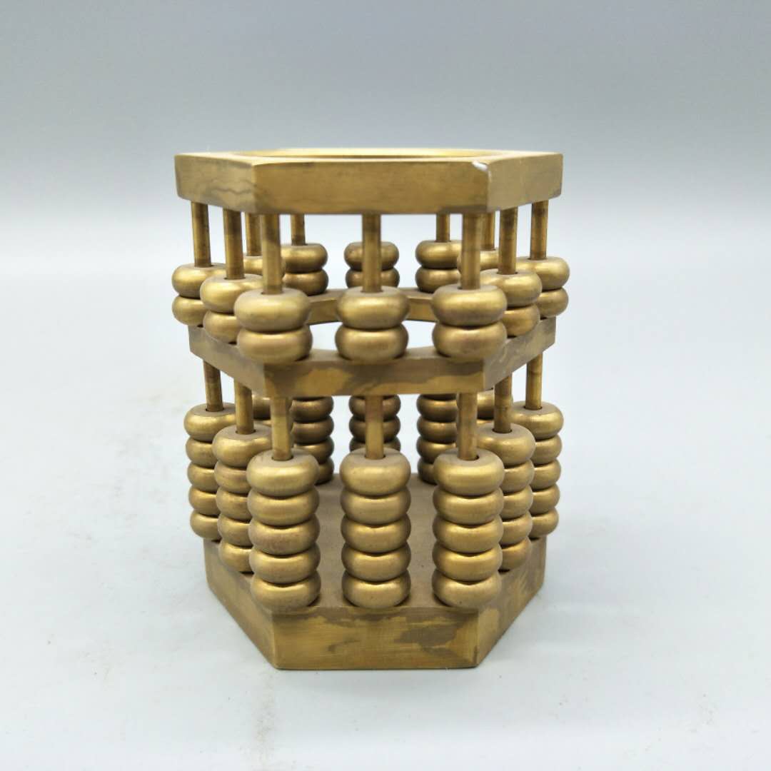 純銅筆筒算盤擺件算盤一響黃金萬兩銅招財轉運算盤客廳辦公室擺件