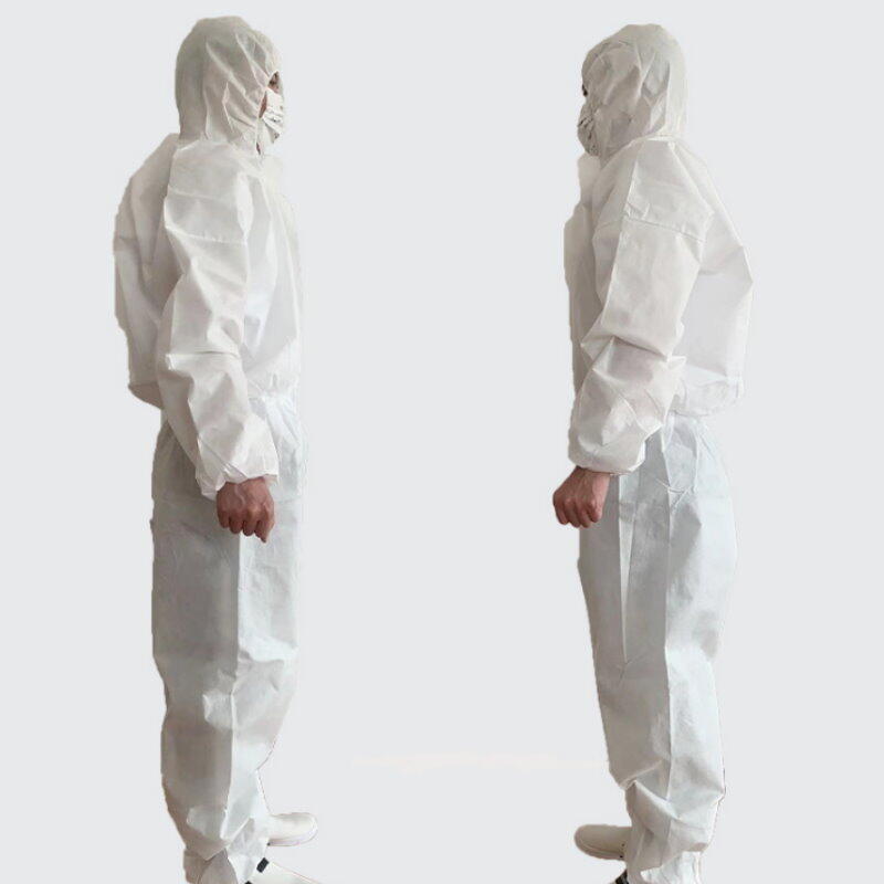 SMS防護衣 白色帶帽連體 防護服 實驗室防塵服 防護衣服 一次性工作服 隔離衣【GC146】 123便利屋