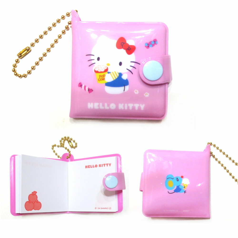 asdfkitty*KITTY爆米花 迷你便條紙本附吊鍊 吊飾 掛飾 鑰匙圈-日本正版商品