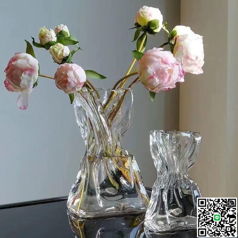 【千羽家居】【花瓶】高階感簡約創意不規則民宿花瓶透明玻璃客廳桌面插花水養裝飾擺件