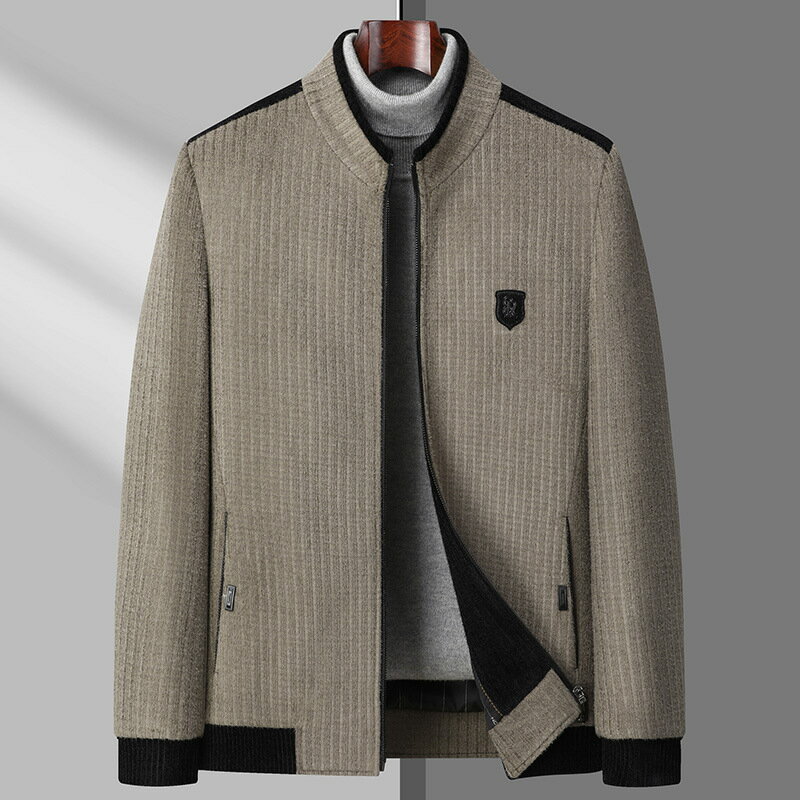 雪尼爾外套休閒夾克-加厚針織保暖修身男外套2色74hi16【獨家進口】【米蘭精品】