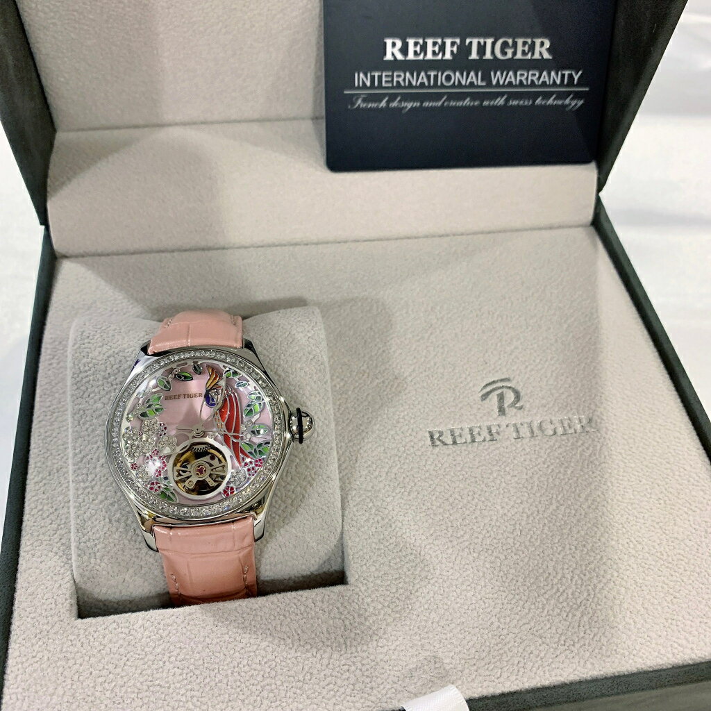 (2色可選)(Little bee小蜜蜂精品)瑞士1989 REEF TIGER 瑞夫泰格 女款 泡泡錶款 機械皮錶