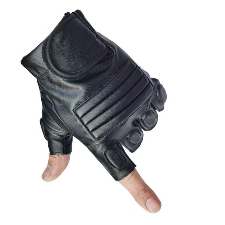 批發男士PU半指手套健身戶外運動手套仿皮戰術騎行摩托車手套防滑鑫弘-戶外運動