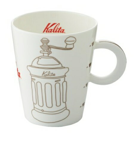 金時代書香咖啡 Kalita 陶瓷馬克杯 磨豆機圖案 灰色 280ml #73113