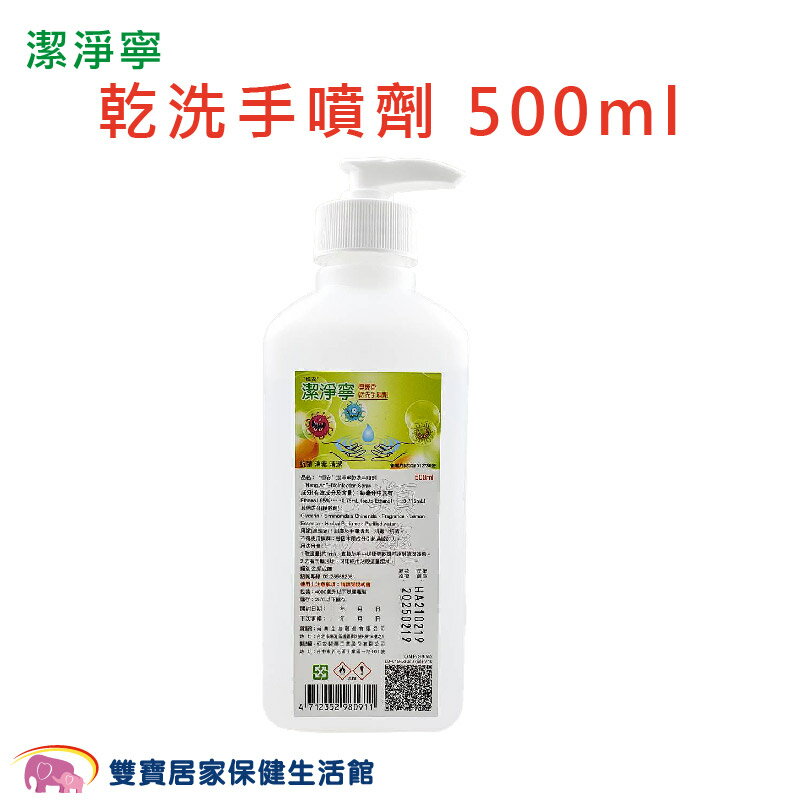 潔淨寧 乾洗手噴劑 500ml 乾洗手 潔手噴劑 手部清潔 消毒 抗菌 乙類成藥