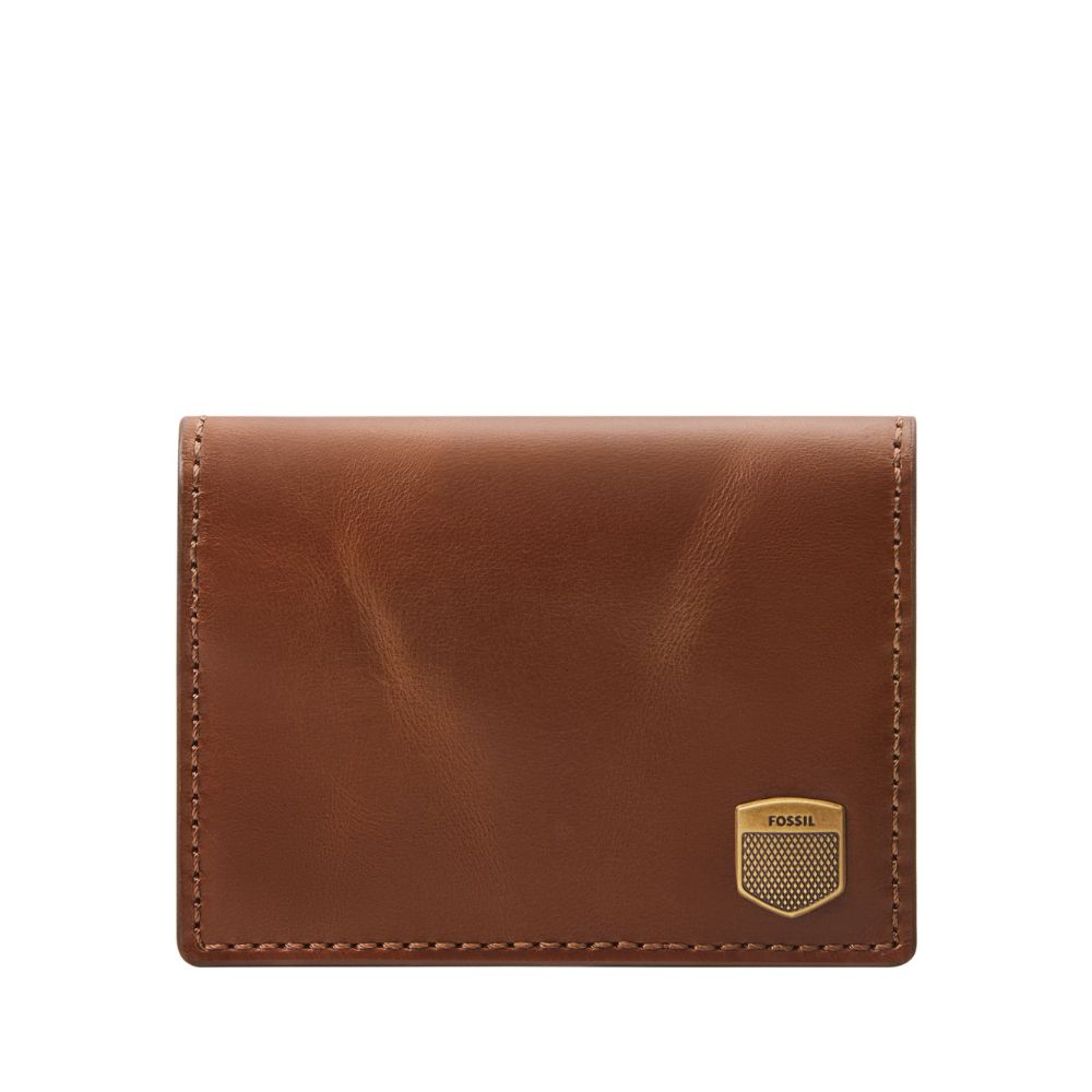 送禮首選 ★ 【FOSSIL】Hayes 真皮徽章LOGO卡夾-深棕色 ML4646200【 美國時尚品牌 】 附防塵袋+提袋