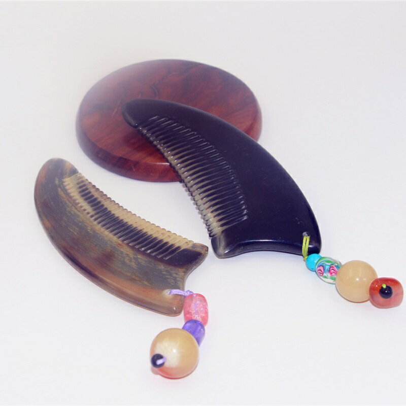 西藏正宗天然牦牛角梳子防靜電特色化妝梳家用護理按摩刮痧板男女 1