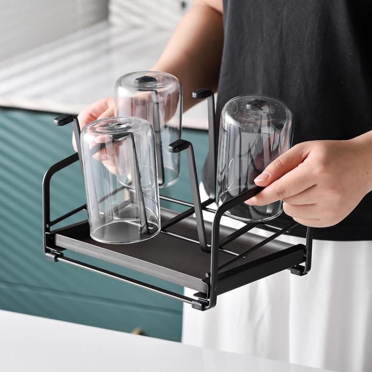 水杯架 日式家用瀝水置物架創意玻璃水杯掛架托盤杯架子水杯架收納倒掛架