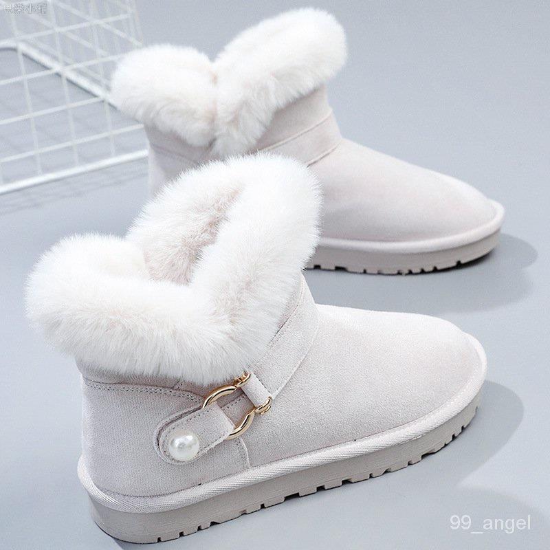 雪地靴 女2023冬季女式加絨加厚靴子 女休閒平底增高棉靴 雪靴