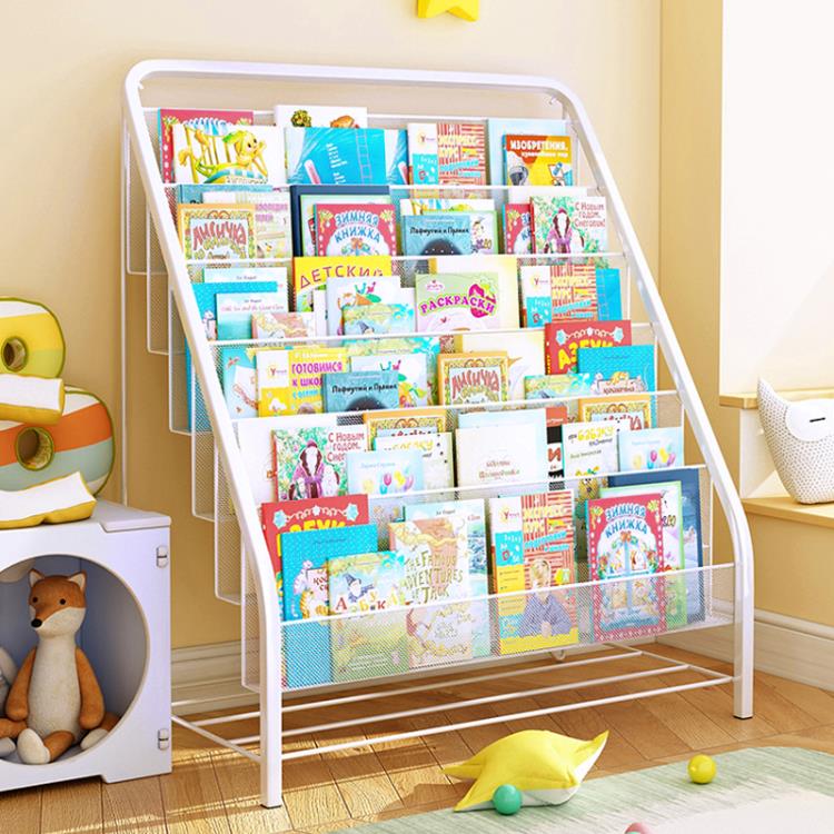 兒童書架家用落地簡易寶寶繪本架小型免安裝鐵藝多層收納置物書櫃