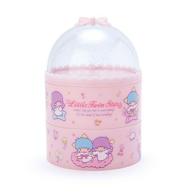 【震撼精品百貨】Little Twin Stars KiKi&LaLa 雙子星小天使~sanrio雙子星塑膠三層圓形旋轉收納盒*94150