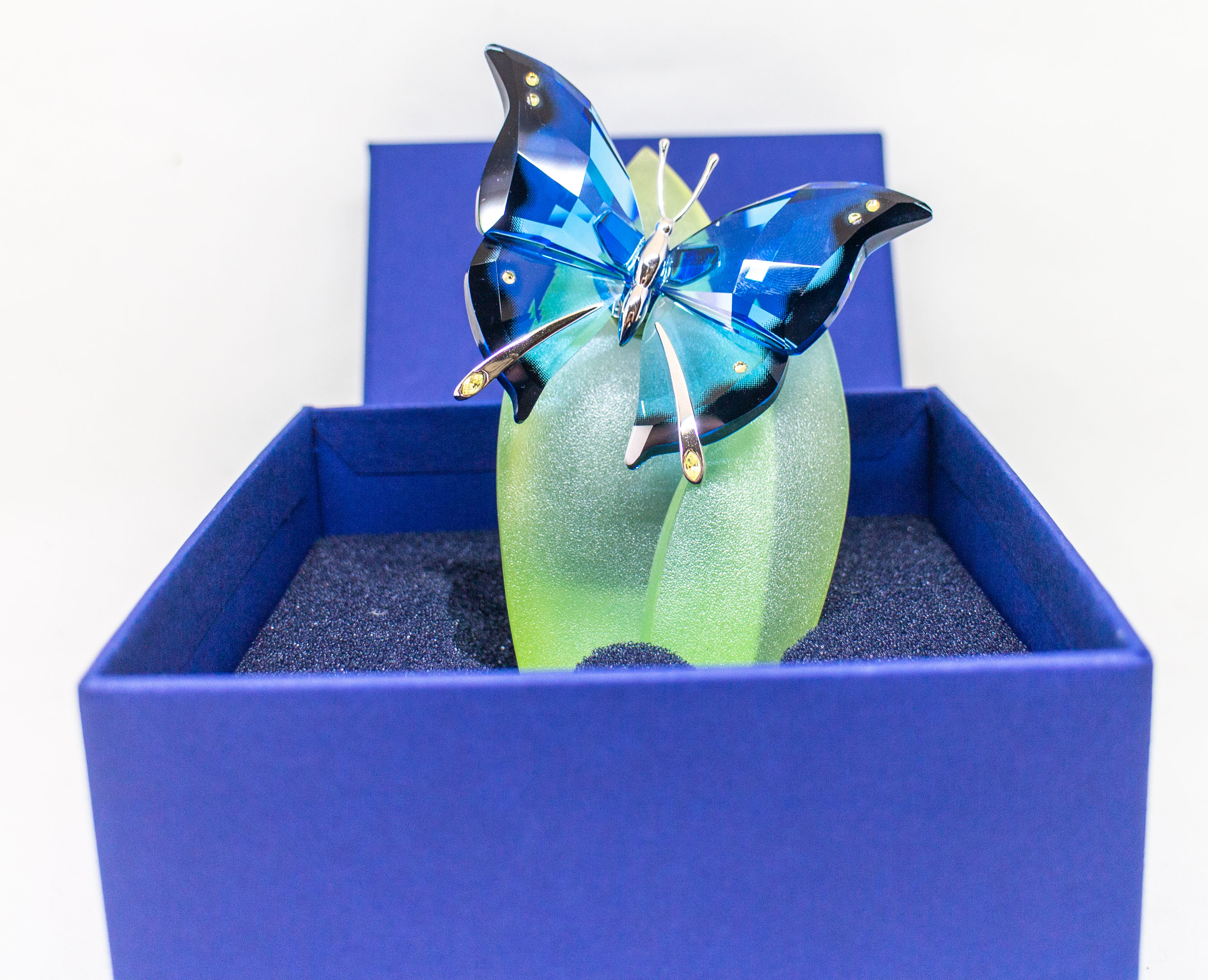 *二手美品自售*奧地利製作 施華洛世奇 絕版絕美藍寶石水晶蝴蝶 Swarovski Exotic Butterflies Ambur Blue Turqoise