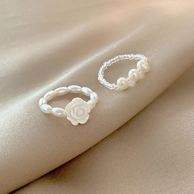 珍珠花朵戒指女精致時尚日韓風百搭食指戒輕奢小眾設計高級感指環