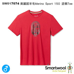 【速捷戶外】美國 Smartwool SW017074 男 Merino Sport 150 美麗諾羊毛塗鴉短Tee(山野冒險 紅),柔順,透氣,排汗, 抗UV