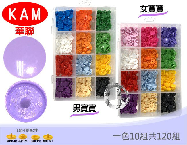 童衣圓【H075】H75四合扣套組 KAM 華聯 手做 DIY 12mm 手壓 T5 塑膠 包屁 奶嘴鍊 釘釦 送收納盒