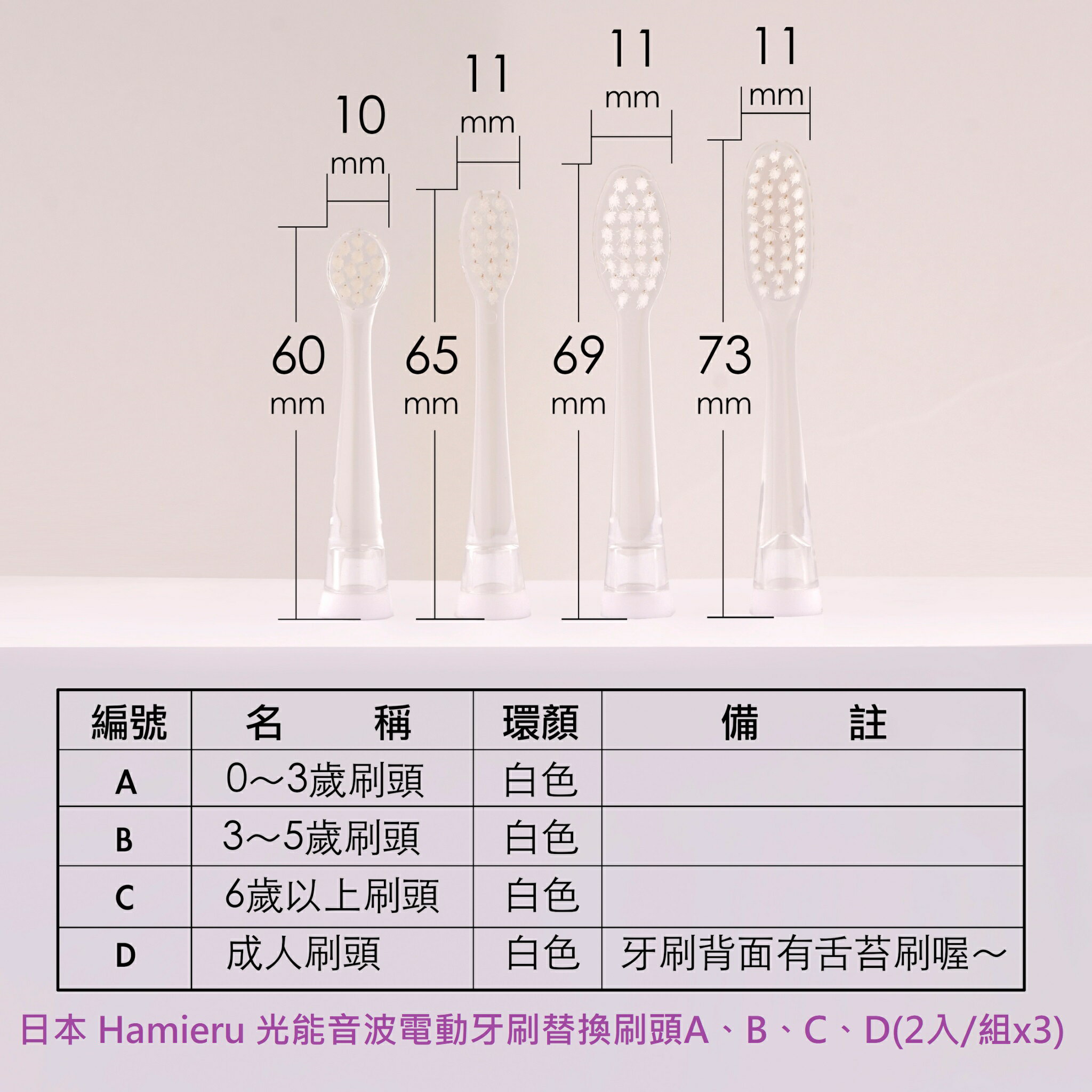 ❤️ㄚ比小鼻❤️ (現貨)日本 Hamieru - 光能音波電動牙刷頭-替換式刷頭 X 3組