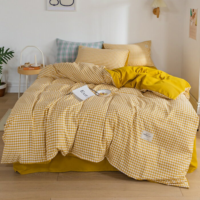 gemart日式格子床包組 床包四件組 格子床單 床罩組 雙人床包 雙人加大床組 ikea床包 寢具 被單 被套