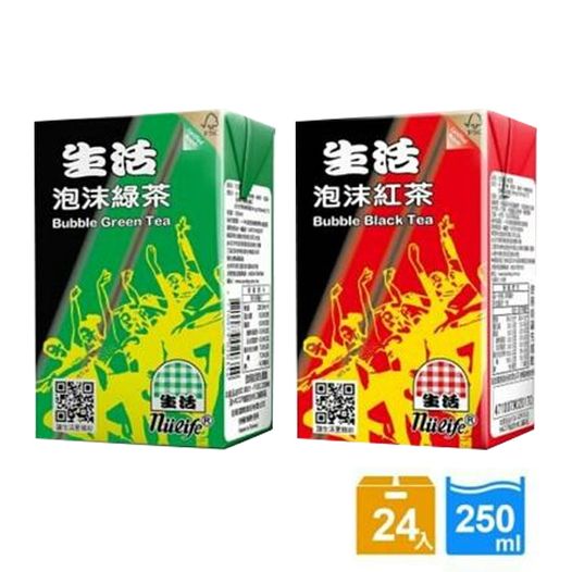 【全站最便宜】生活泡沫紅茶綠茶250ml x 24入