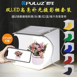 PULUZ胖牛 2個LED燈高亮便攜式攝影棚套裝 小型拍照道具攝影器材