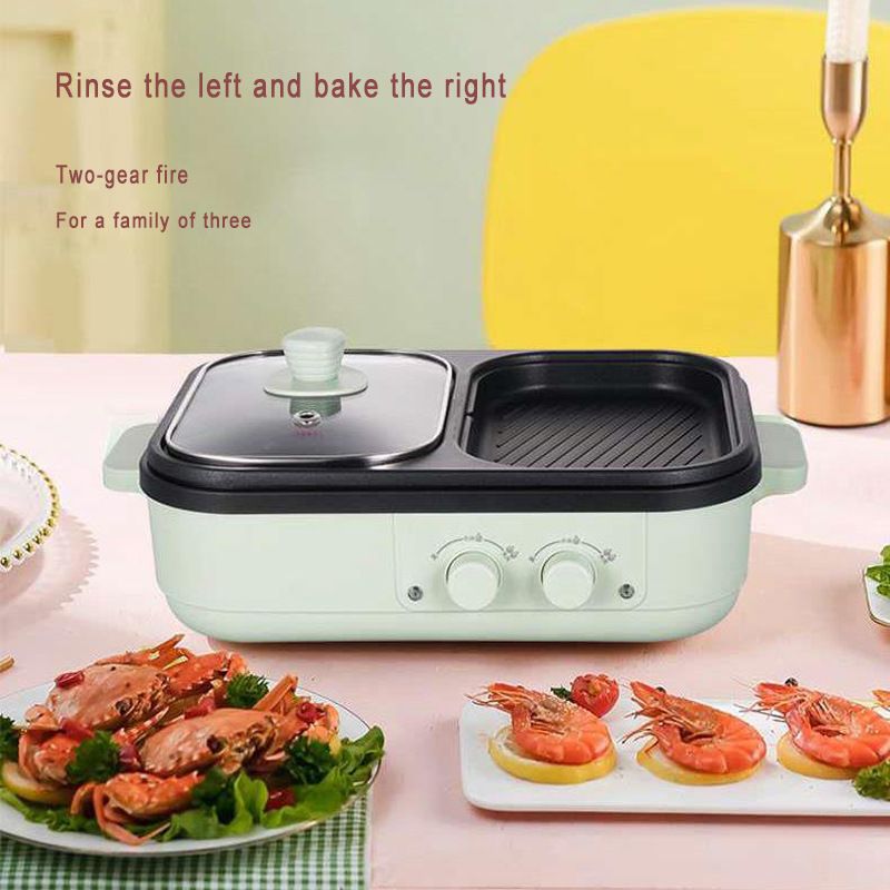 料理鍋 電烤鍋 煎鍋 110V涮烤一體鍋家用多功能料理鍋電烤鍋電燒烤爐鍋 八折減免 特價出 限時減免