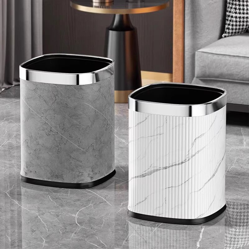 方形垃圾桶家用客廳臥室高檔廚房專用現代衛生間輕奢大理石紋新款