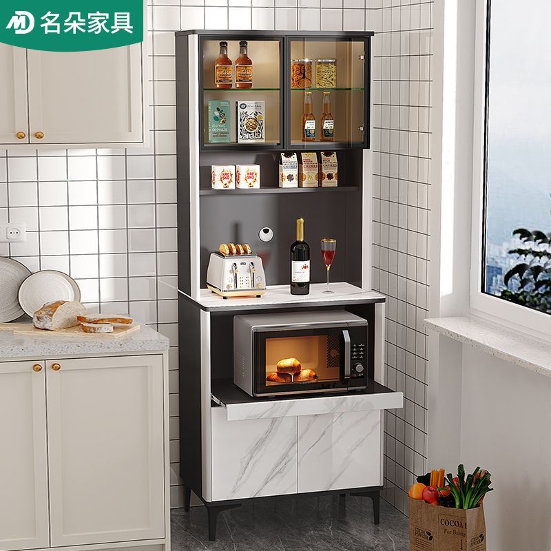 臺灣公司 電器櫃 現代簡約廚房巖板餐邊櫃家用餐廳微波爐儲物櫃置物櫃輕奢高櫃一體S051快速出貨