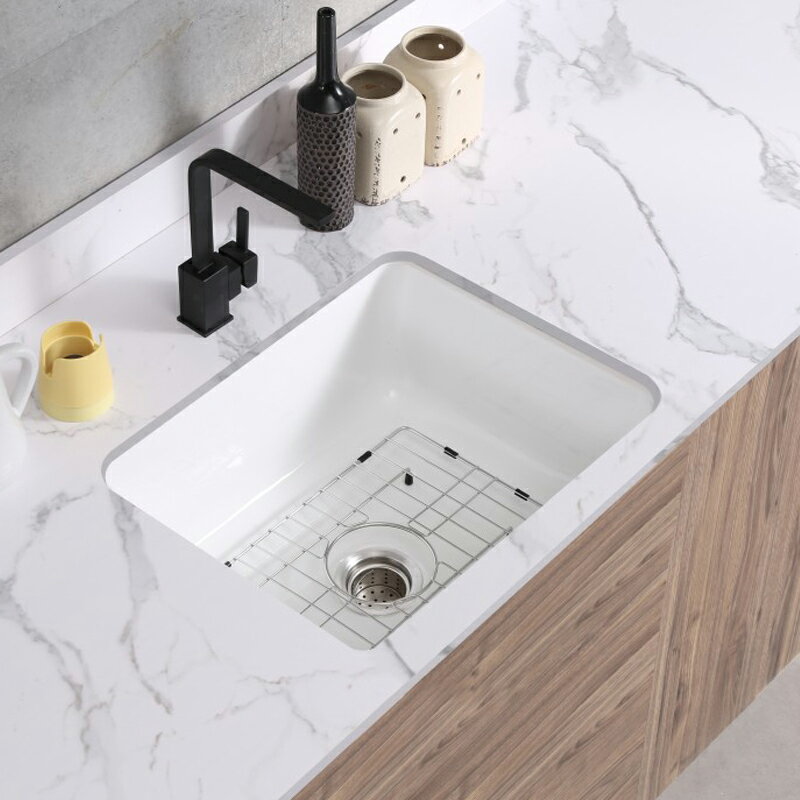 蝶陶衛浴復古廚房臺下盆美式內置23寸水槽洗碗洗菜大尺寸單盆出口