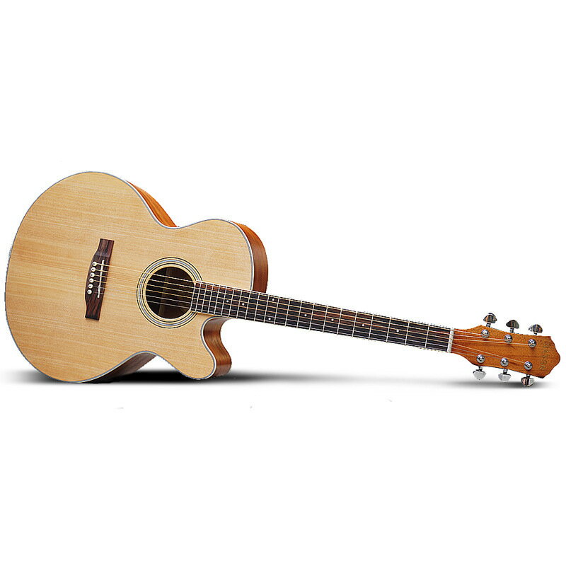 免運 現貨速發TL 41寸民謠吉他 缺角原木色 初學者入門木吉他 小蠻腰 4