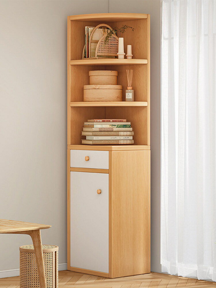 書架 書櫃 書桌 防塵書櫃帶門置物櫃落地收納櫃子客廳儲物櫃實木色簡易家用書架