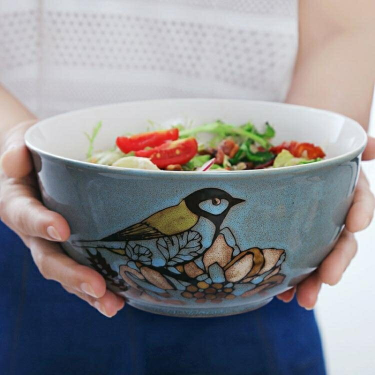 買一送一 8寸大號湯碗個性水果沙拉碗手繪餐具創意湯面碗陶瓷碗家用大碗 居家物語