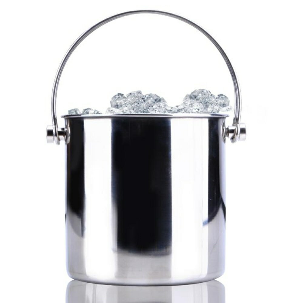 不銹鋼雙線提手冰桶創意雙層帶冰隔實用酒店酒吧香檳桶冰粒桶 全館免運