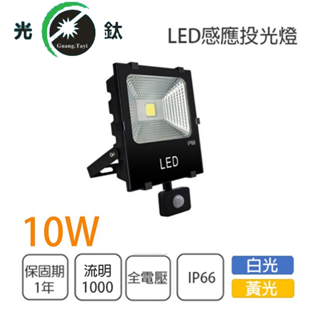 感應式 LED 10W 投光燈 探照燈 投射燈 全電壓 白光/黃光 永旭照明EW3-LED-10W-6K-EU-1