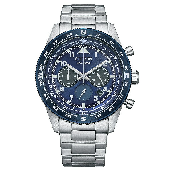 CITIZEN 星辰 Chronograph CA4554-84L 七夕情人節推薦日期顯示 碼錶計時光動能時尚腕錶 藍面 43mm｜樂天全館特惠中★指定刷卡回饋10%