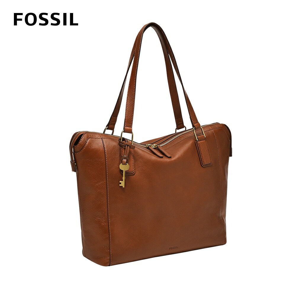 送禮首選★FOSSIL Jacqueline 真皮拉鍊托特包 大款-咖啡色 ZB1502200【美國時尚品牌】 附防塵袋+提袋【全館滿額折價★FOSSIL全系列包夾送美妝蛋】