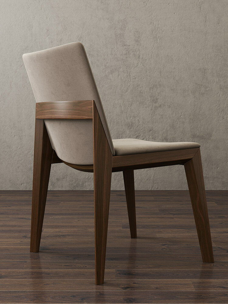 北歐實木餐椅家用現代簡約麻布藝靠背椅休閒椅奶茶店凳子白蠟木