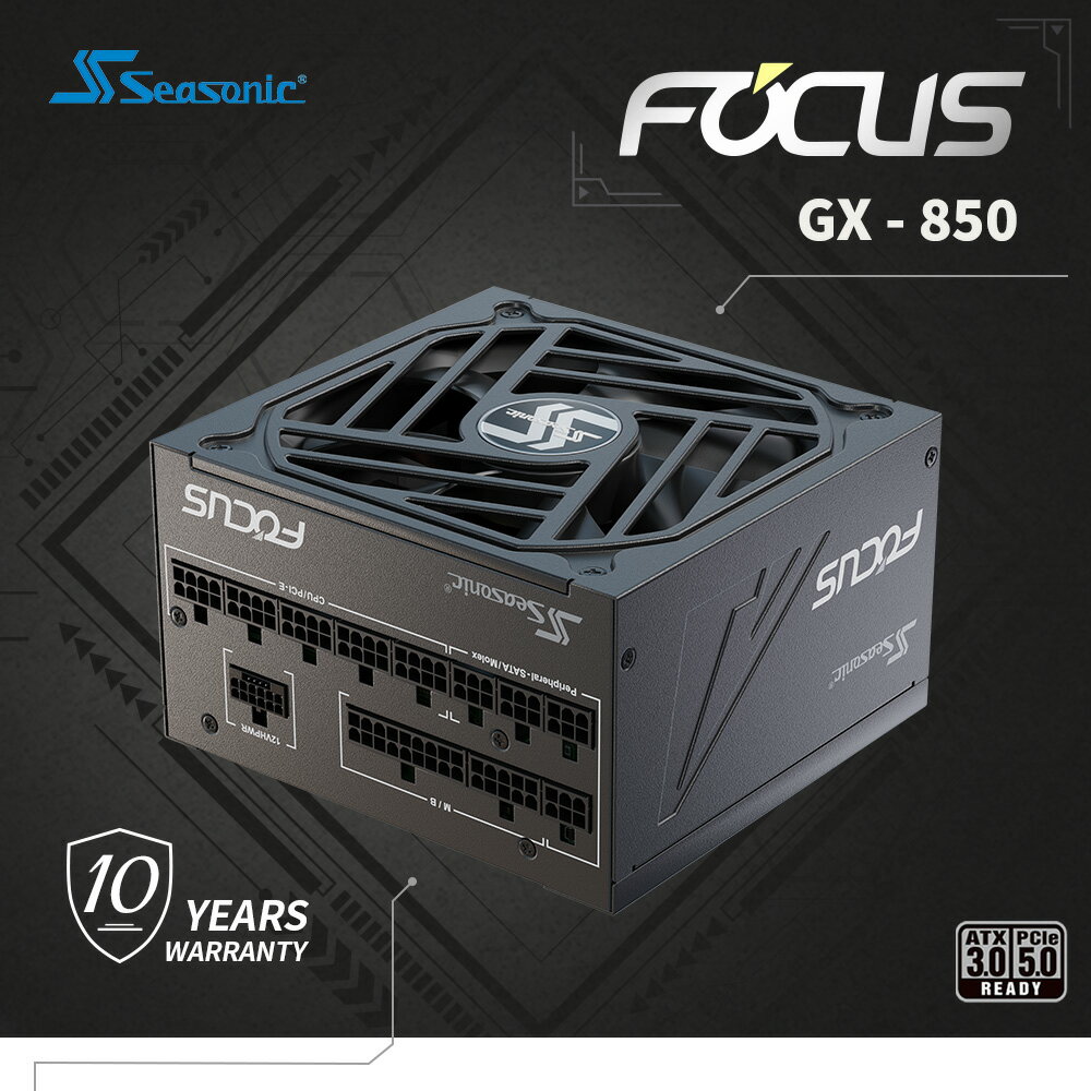 【Line7%回饋】【澄名影音展場】海韻 Seasonic FOCUS GX-850 ATX3.0 電源供應器 金牌/全模 (編號:SE-PS-FO3GX850)