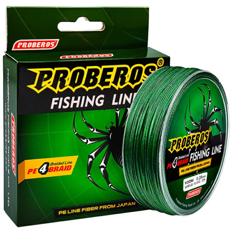 ~廣隆~PROBEROS 100米 大力馬 魚線 0.4號-10.0號 編織線 釣魚線 4編 PE線 競技主線 子線綁鉤 不易斷