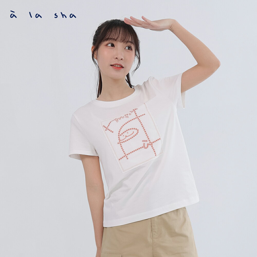 a la sha 蕾絲抹茶貼布繡T