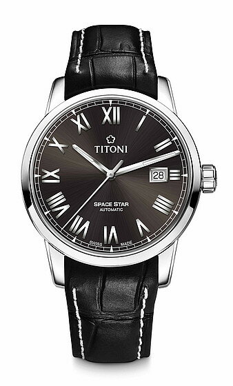TITONI瑞士梅花錶天星系列83538S-ST-570經典羅馬腕錶/咖啡40mm