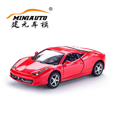 美琪 汽車模型 1：32拉利跑車模擬合金車模聲光回力兒童玩具汽車模型