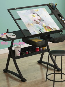 玻璃可升降可調角度繪畫桌書桌油畫繪圖美術畫畫設計建筑師工作臺