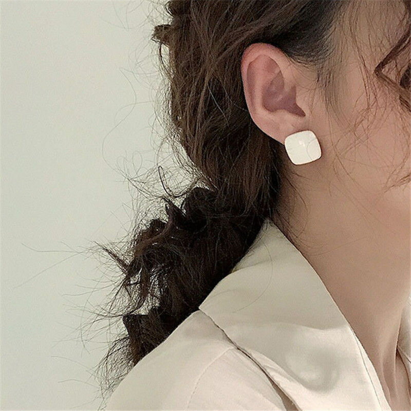 S925銀針滴釉小眾設計感耳環女氣質簡約高級感耳釘個性百搭耳飾
