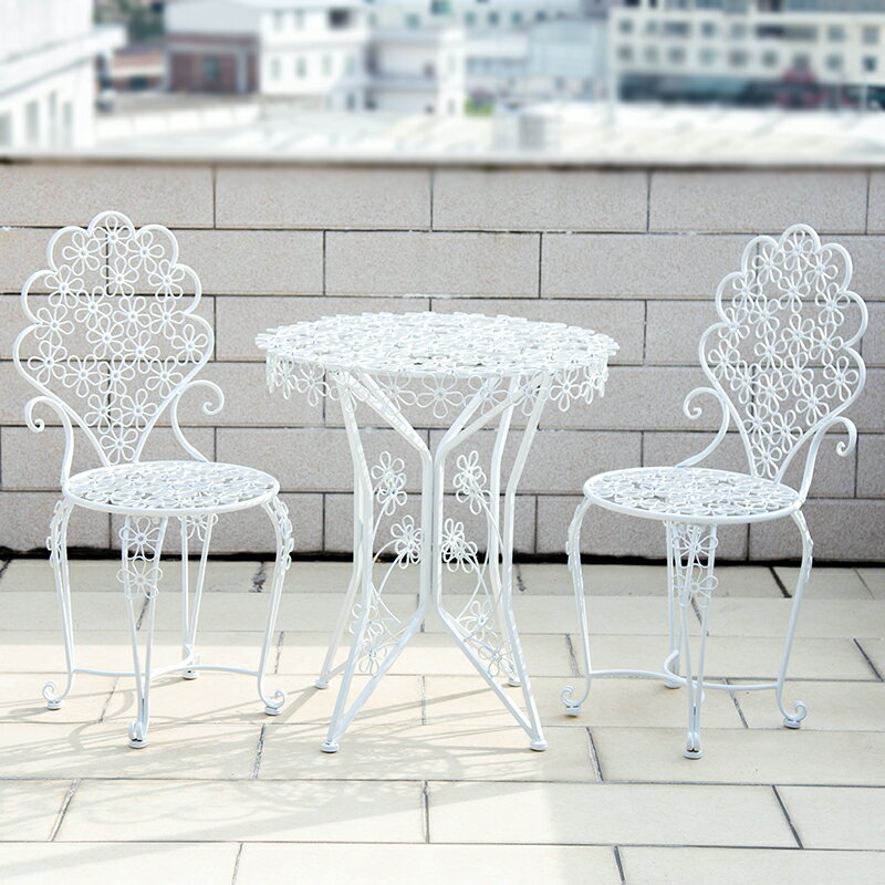 陽台組合三件套下午茶室外花園白色戶外桌椅露營生日歐式婚禮派對 年終尾牙慶