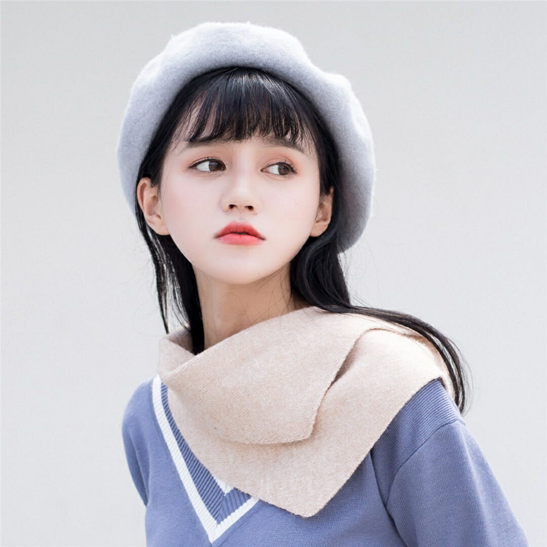 沛錦高彈加厚領巾女士秋冬季新款素色麂皮絨長流蘇三角巾圍巾圍脖1入