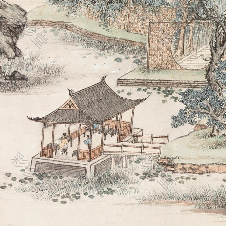 仿古畫名畫復製品近代馮超然春竹沁館圖名家字畫國畫山水畫水墨畫