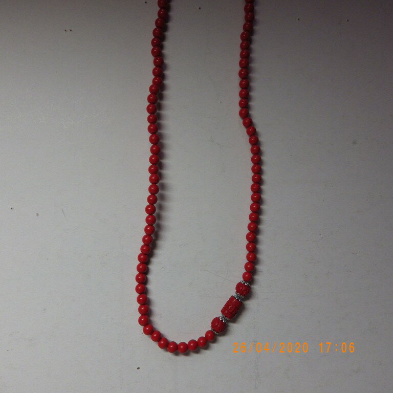 臺灣天然硃砂 8mm108念珠配六字真言***品質保證